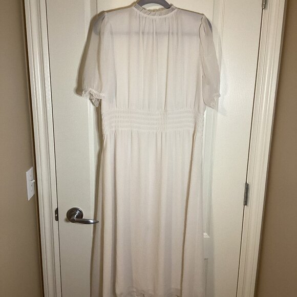 Wilfred Daughter Dress Women's Puff-Sleeves Button-Front Midi Smocking Ruffles - Picture 6 of 15